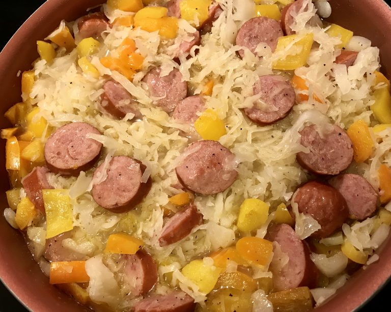 Smoked Sausage, Sauerkraut & Sweet Peppers Sauté Kappler